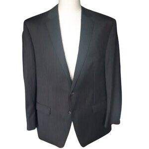 Ralph Lauren 2 Piece Men's Suit 42R 100% Wool Charcoal with Grey Chalk Stripe